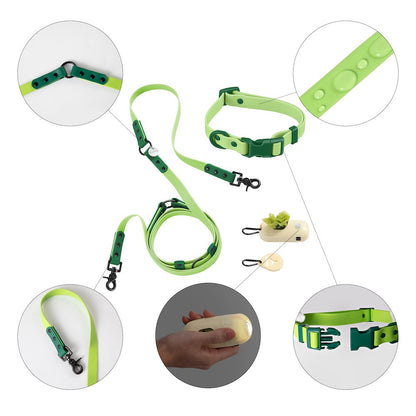 Adjustable 6-in-1 Waterproof Hands-Free Leash and Collar with LED Flashlight