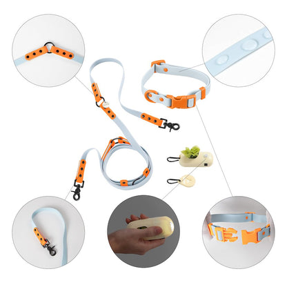 Adjustable 6-in-1 Waterproof Hands-Free Leash and Collar with LED Flashlight