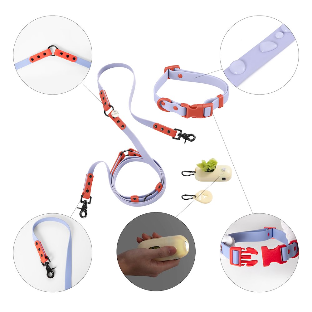 Adjustable 6-in-1 Waterproof Hands-Free Leash and Collar with LED Flashlight