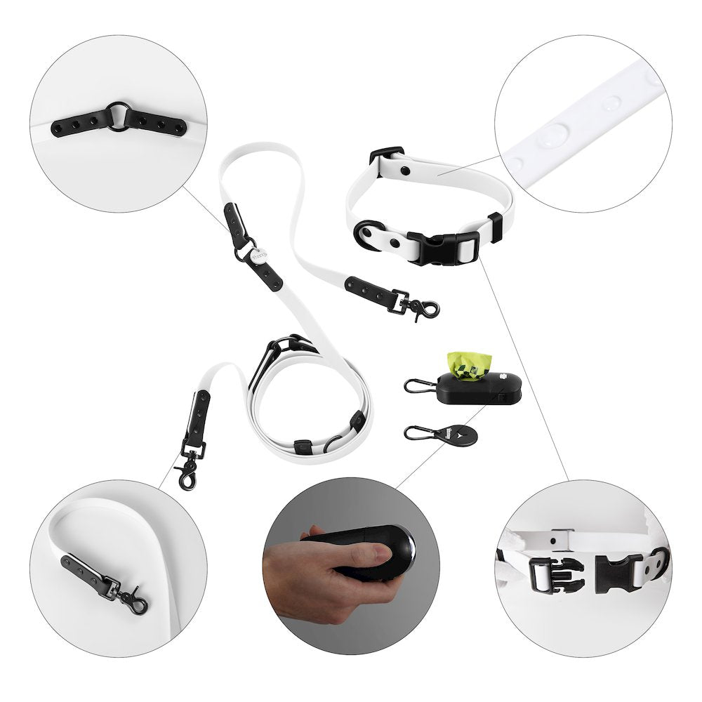 Adjustable 6-in-1 Waterproof Hands-Free Leash and Collar with LED Flashlight