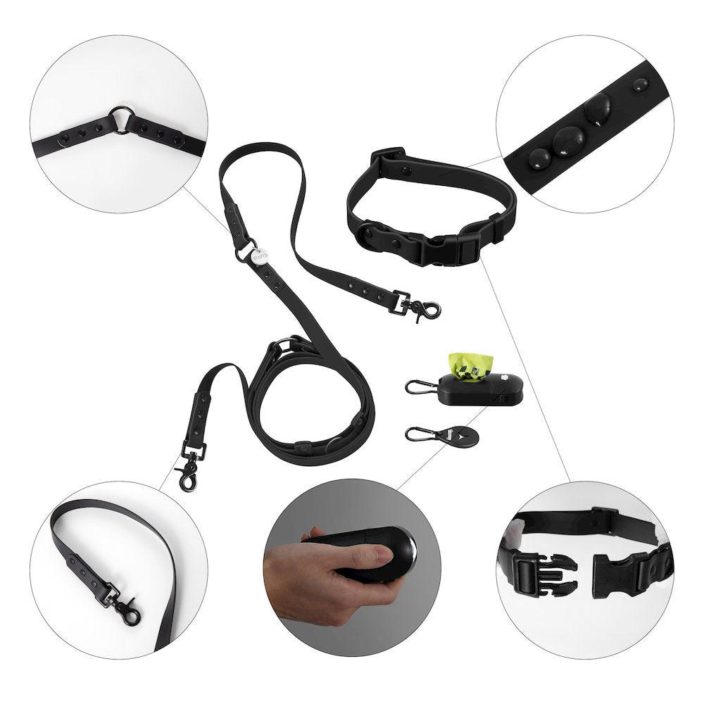 Adjustable 6-in-1 Waterproof Hands-Free Leash and Collar with LED Flashlight