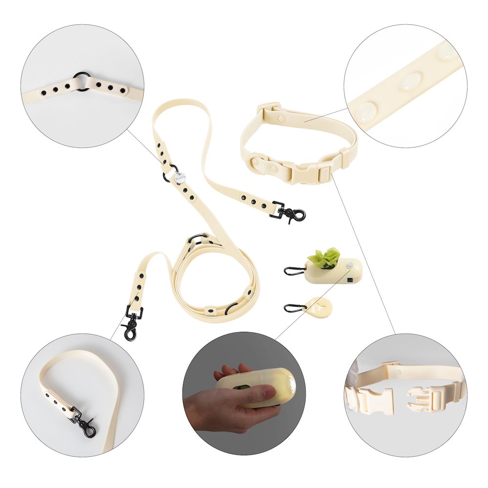 Adjustable 6-in-1 Waterproof Hands-Free Leash and Collar with LED Flashlight