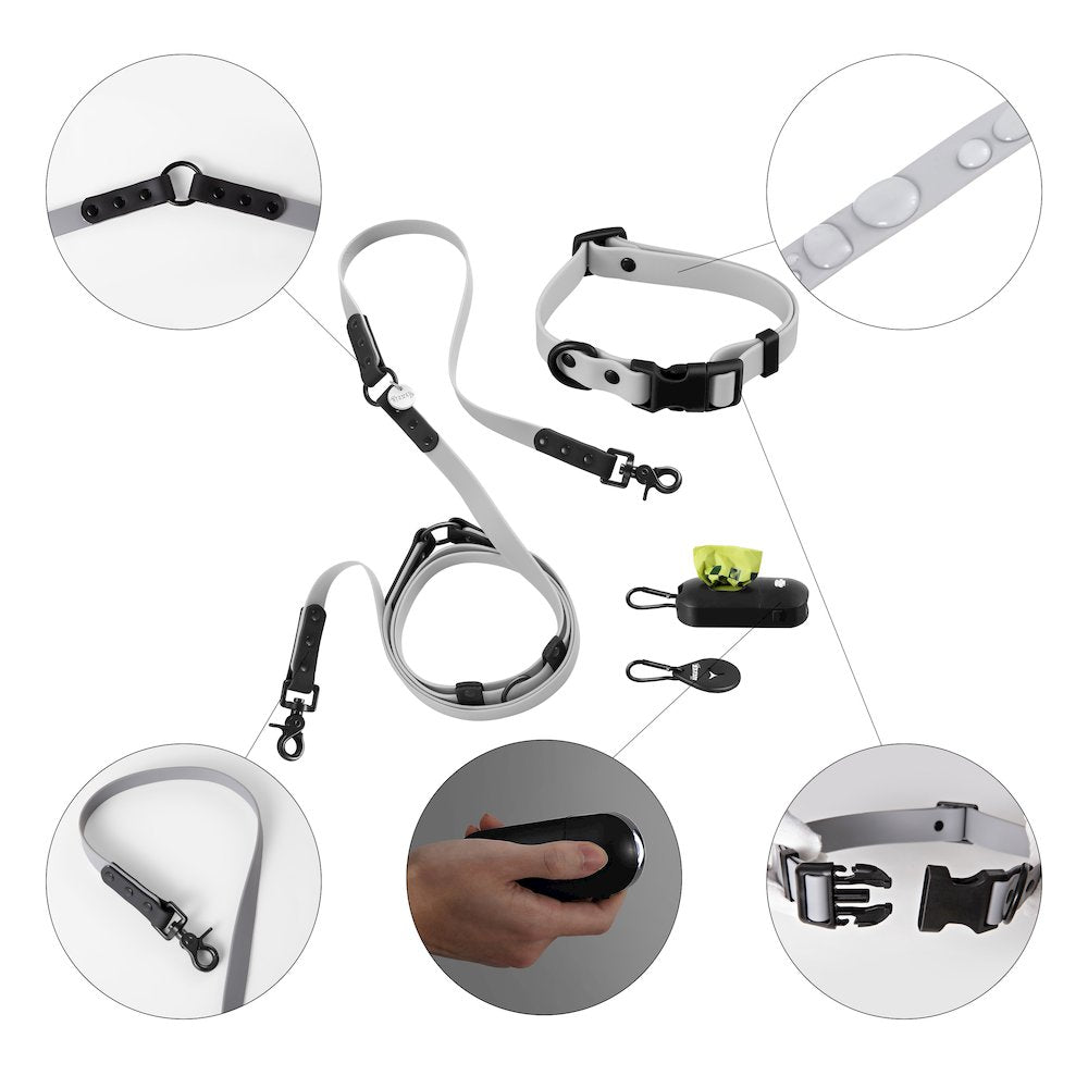 Adjustable 6-in-1 Waterproof Hands-Free Leash and Collar with LED Flashlight
