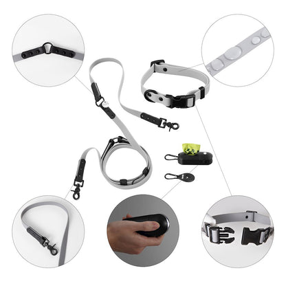 Adjustable 6-in-1 Waterproof Hands-Free Leash and Collar with LED Flashlight