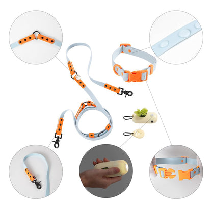Adjustable 6-in-1 Waterproof Hands-Free Leash and Collar with LED Flashlight