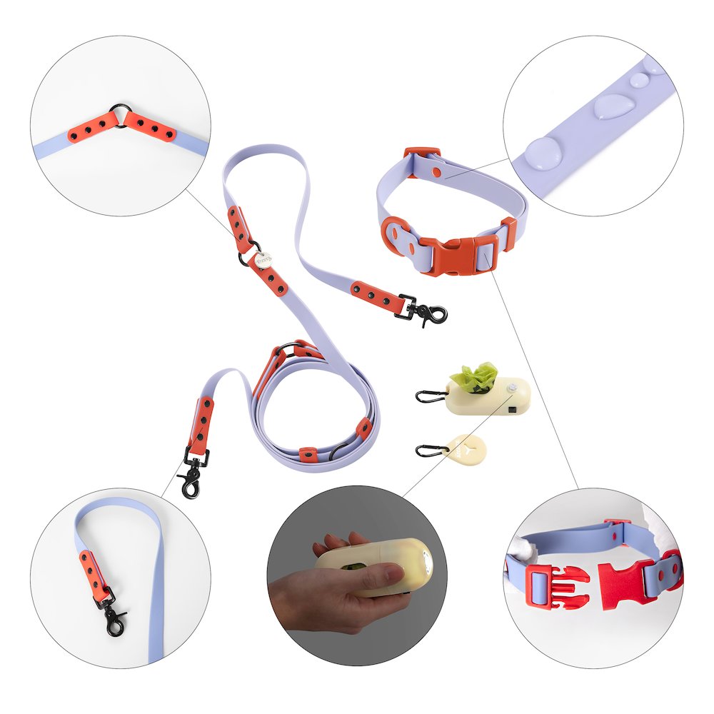Adjustable 6-in-1 Waterproof Hands-Free Leash and Collar with LED Flashlight