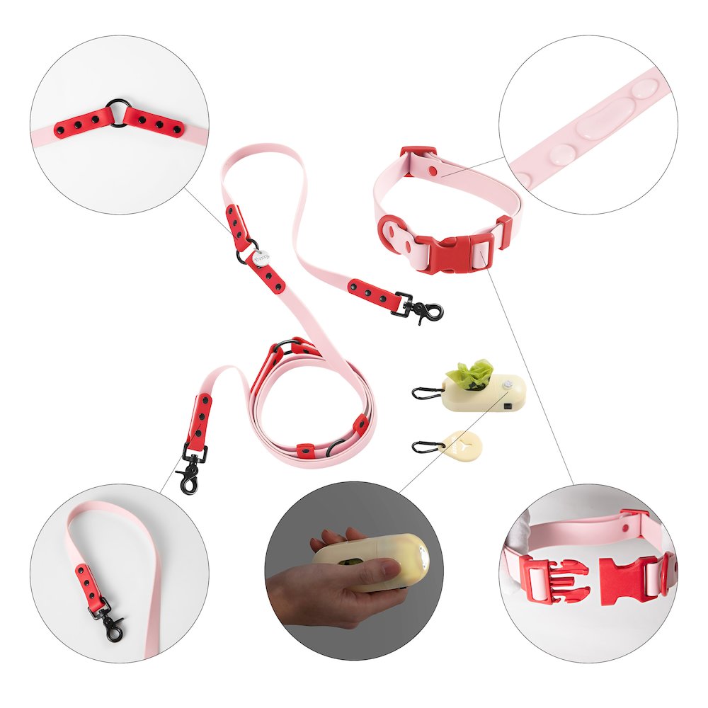 Adjustable 6-in-1 Waterproof Hands-Free Leash and Collar with LED Flashlight