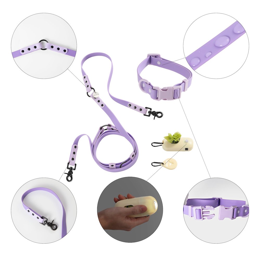 Adjustable 6-in-1 Waterproof Hands-Free Leash and Collar with LED Flashlight