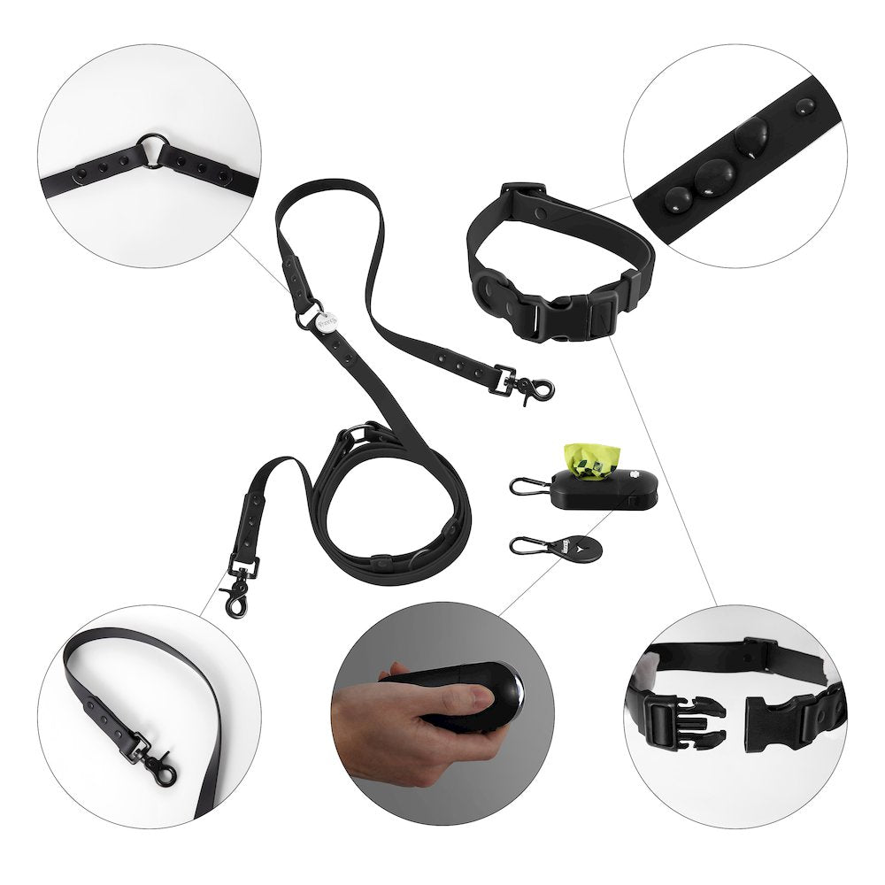 Adjustable 6-in-1 Waterproof Hands-Free Leash and Collar with LED Flashlight