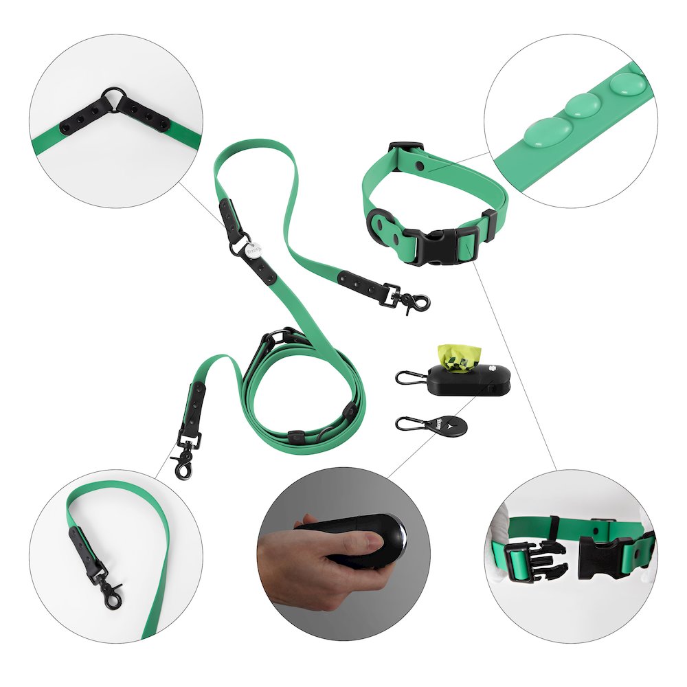Adjustable 6-in-1 Waterproof Hands-Free Leash and Collar with LED Flashlight