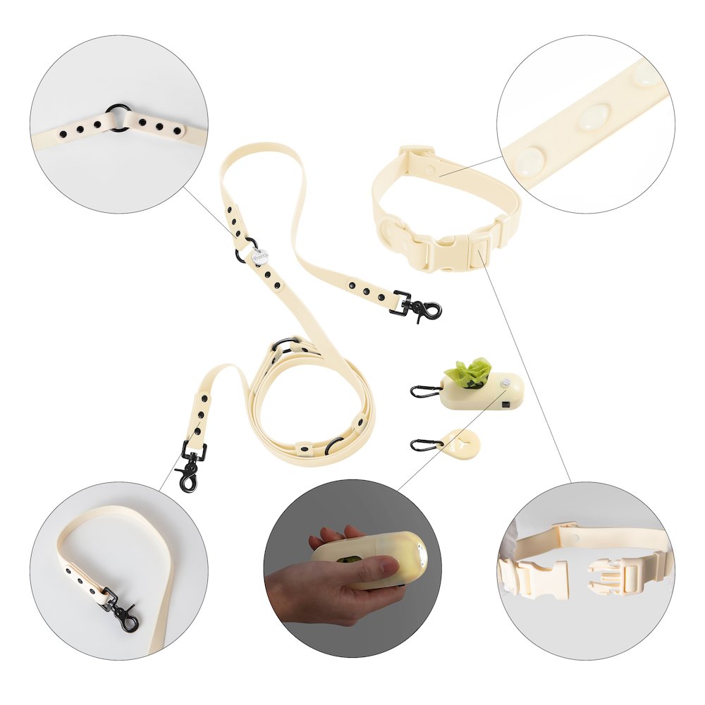 Adjustable 6-in-1 Waterproof Hands-Free Leash and Collar with LED Flashlight