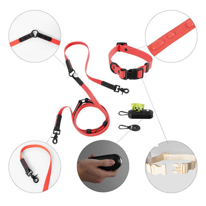 Adjustable 6-in-1 Waterproof Hands-Free Leash and Collar with LED Flashlight