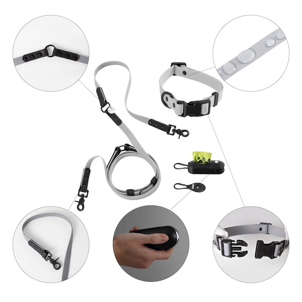 Adjustable 6-in-1 Waterproof Hands-Free Leash and Collar with LED Flashlight