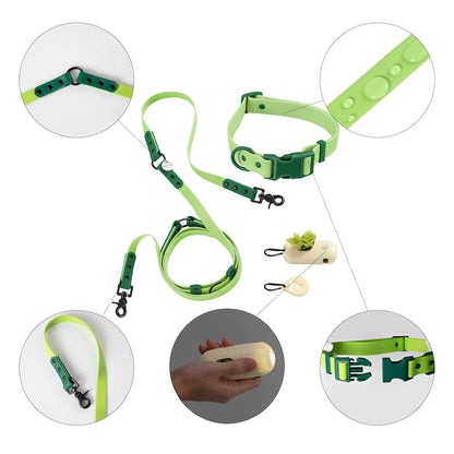Adjustable 6-in-1 Waterproof Hands-Free Leash and Collar with LED Flashlight