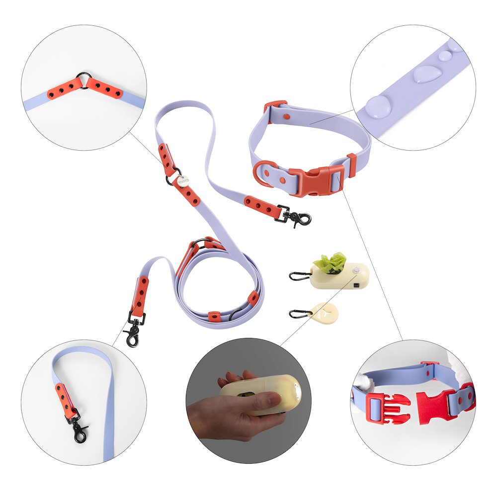 Adjustable 6-in-1 Waterproof Hands-Free Leash and Collar with LED Flashlight