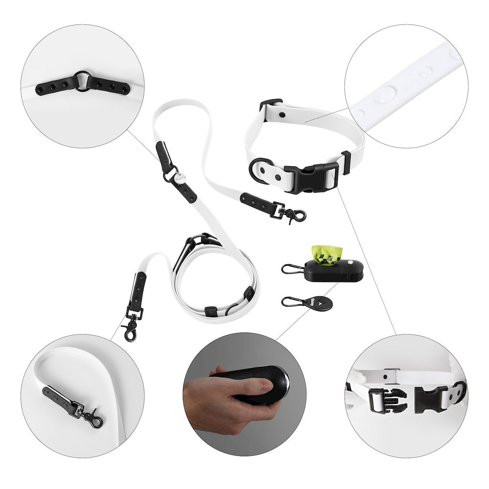 Adjustable 6-in-1 Waterproof Hands-Free Leash and Collar with LED Flashlight