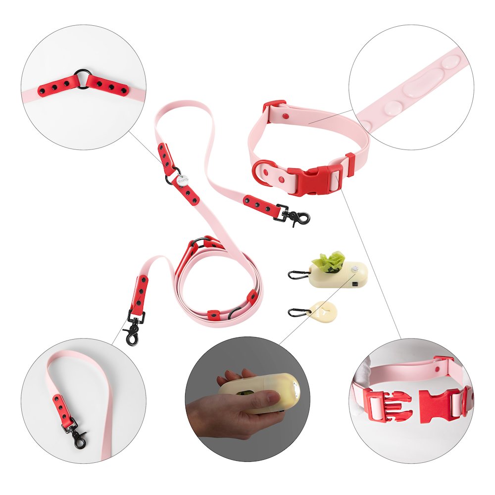 Adjustable 6-in-1 Waterproof Hands-Free Leash and Collar with LED Flashlight