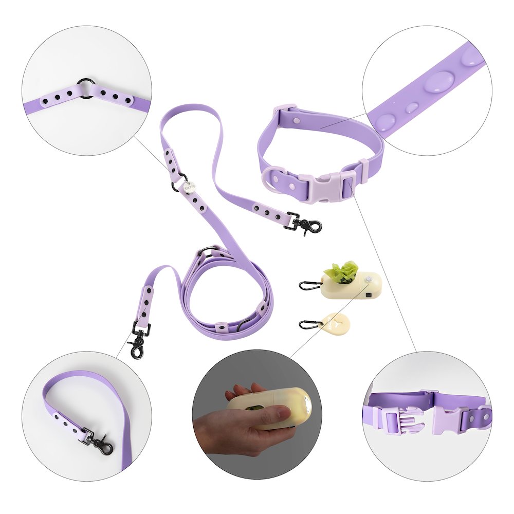Adjustable 6-in-1 Waterproof Hands-Free Leash and Collar with LED Flashlight