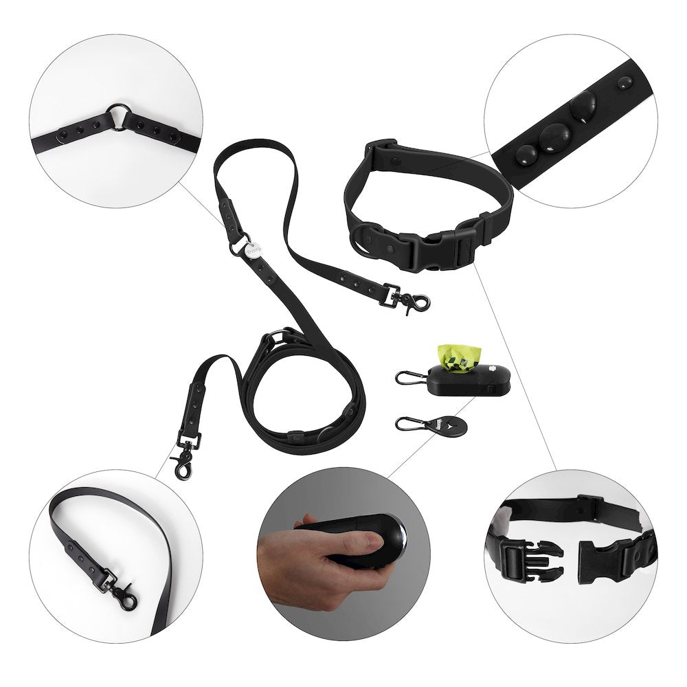 Adjustable 6-in-1 Waterproof Hands-Free Leash and Collar with LED Flashlight