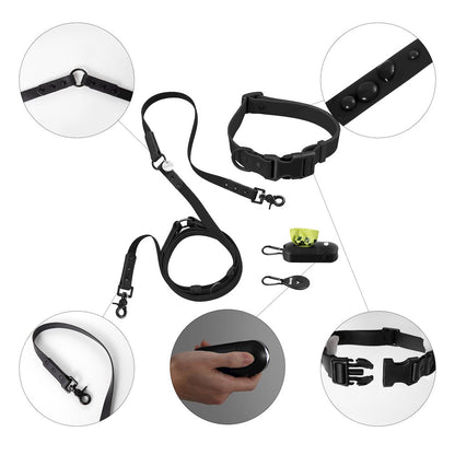 Adjustable 6-in-1 Waterproof Hands-Free Leash and Collar with LED Flashlight
