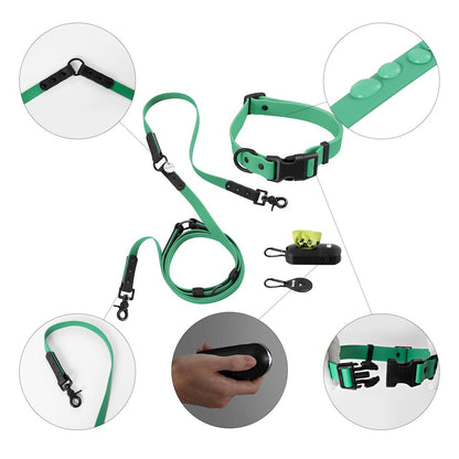 Adjustable 6-in-1 Waterproof Hands-Free Leash and Collar with LED Flashlight