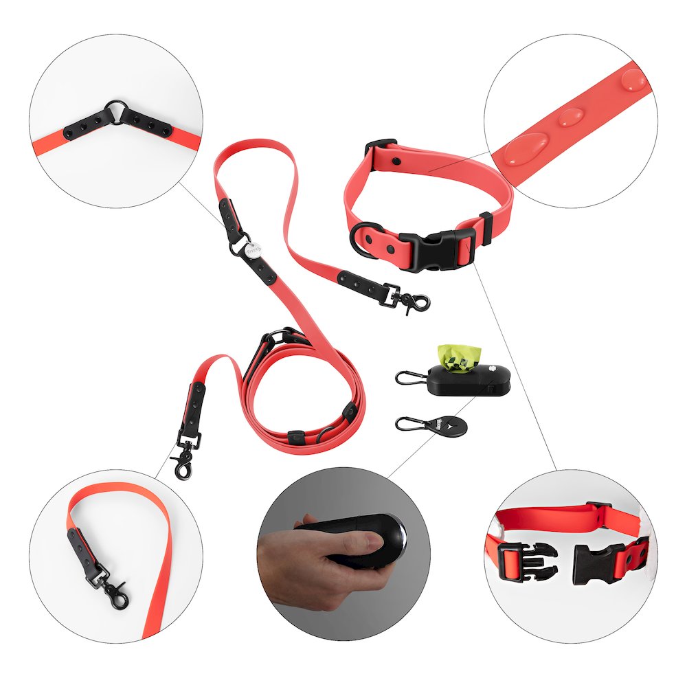 Adjustable 6-in-1 Waterproof Hands-Free Leash and Collar with LED Flashlight
