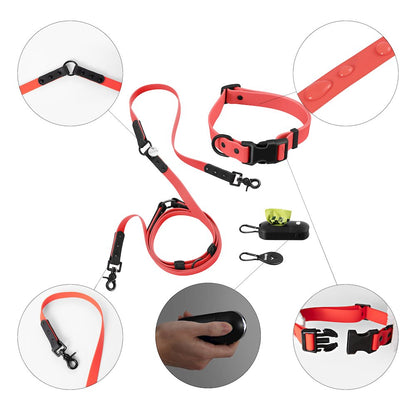 Adjustable 6-in-1 Waterproof Hands-Free Leash and Collar with LED Flashlight