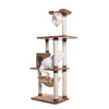 70" Real Wood Cat Tree With Scratch Posts, Hammock For Cats & Kittens