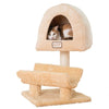 Real Wood Cat Condo, Cat Scratching Post With Plush Condo, Cuddle
