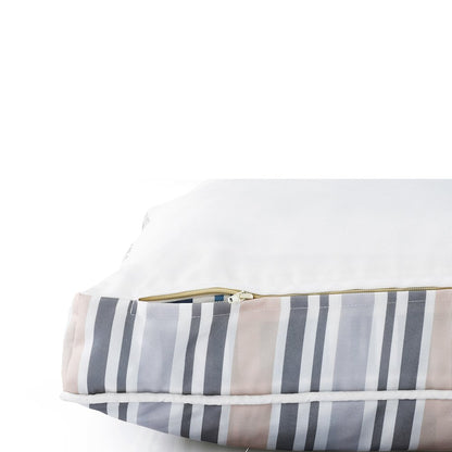 Neutral Striped Pillow Dog and Cat Bed with Removable Cover