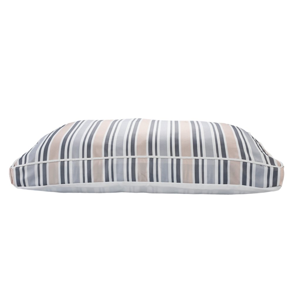 Neutral Striped Pillow Dog and Cat Bed with Removable Cover
