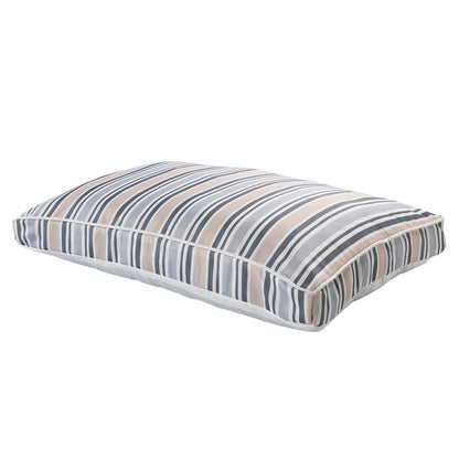 Neutral Striped Pillow Dog and Cat Bed with Removable Cover