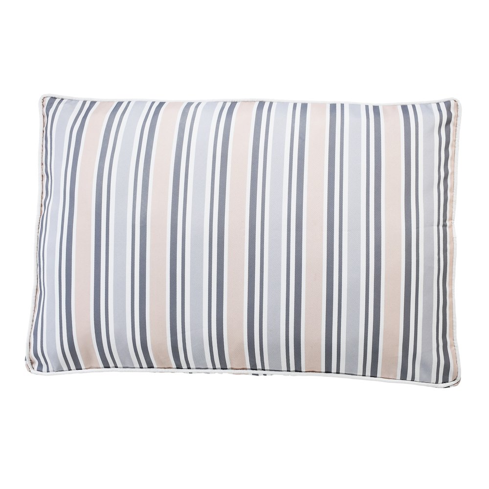Neutral Striped Pillow Dog and Cat Bed with Removable Cover