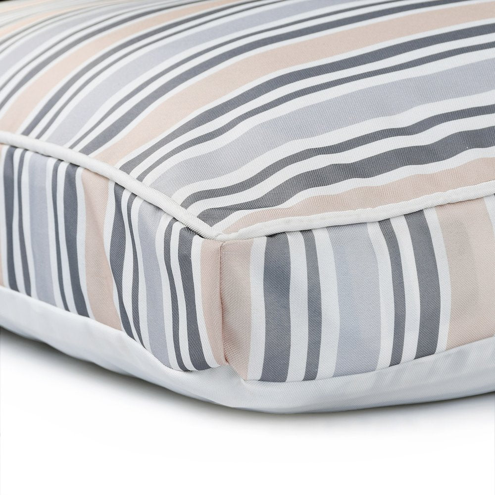 Neutral Striped Pillow Dog and Cat Bed with Removable Cover