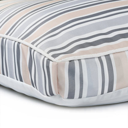 Neutral Striped Pillow Dog and Cat Bed with Removable Cover