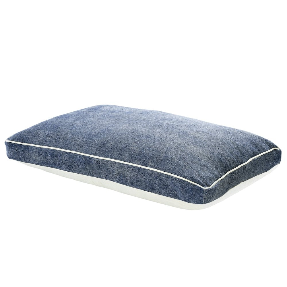 Solid Stonewash Pillow Dog Bed with Removable Cover