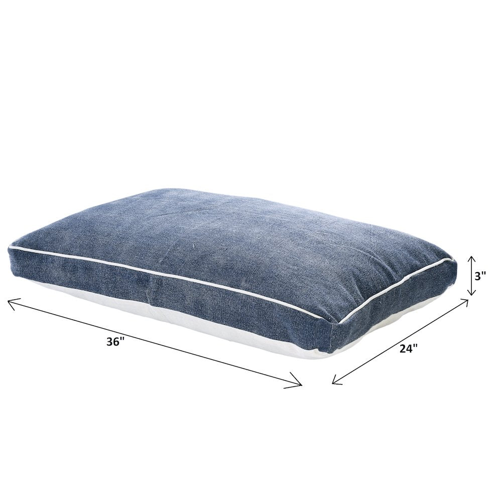 Solid Stonewash Pillow Dog Bed with Removable Cover