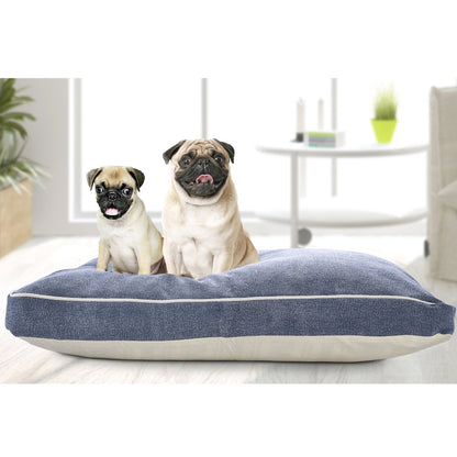 Solid Stonewash Pillow Dog Bed with Removable Cover