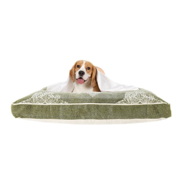 Medallion Stonewash Pillow Dog Bed with Removable Cover