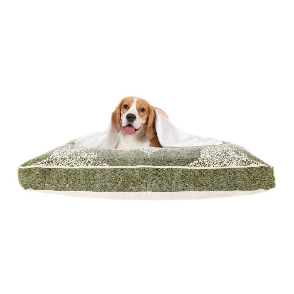 Medallion Stonewash Pillow Dog Bed with Removable Cover