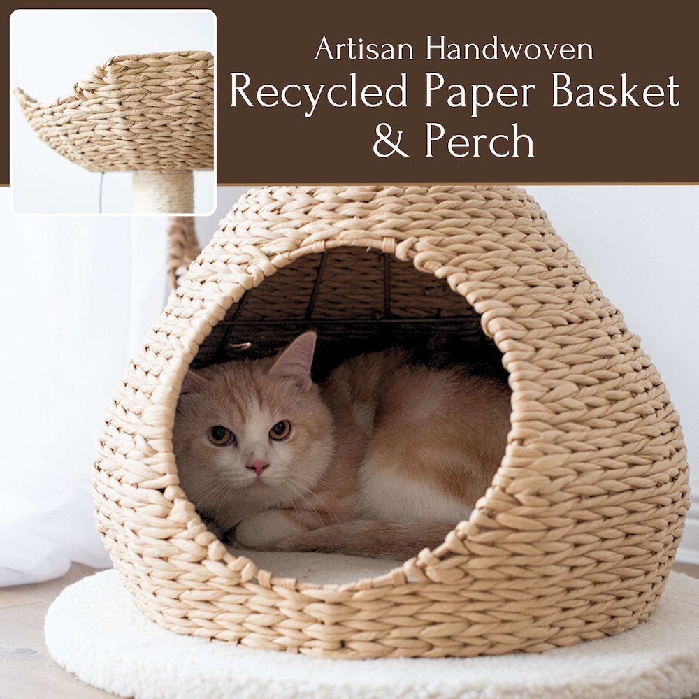 29-in Walk Up Paper Rope Condo & Perch With Sisal Post Cat Tree, Tan & Cream