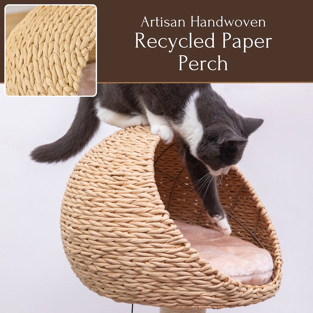 30-in Lookout Cat Tree Bed, Beige