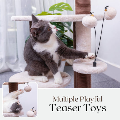 Group Quartz Handwoven Eco-Friendly Cat Tree, Paper Rope Scratching Posts, 36"