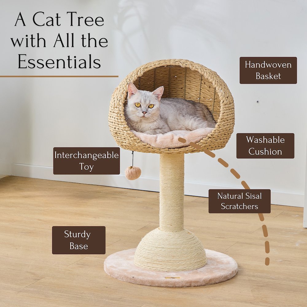 30-in Lookout Cat Tree Bed, Beige