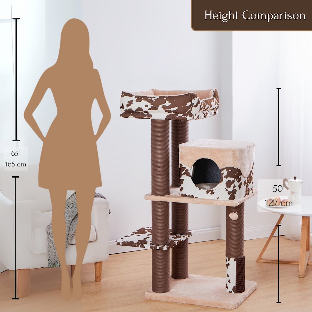 50-in Cowboy Western Style Cat Tree, Brown