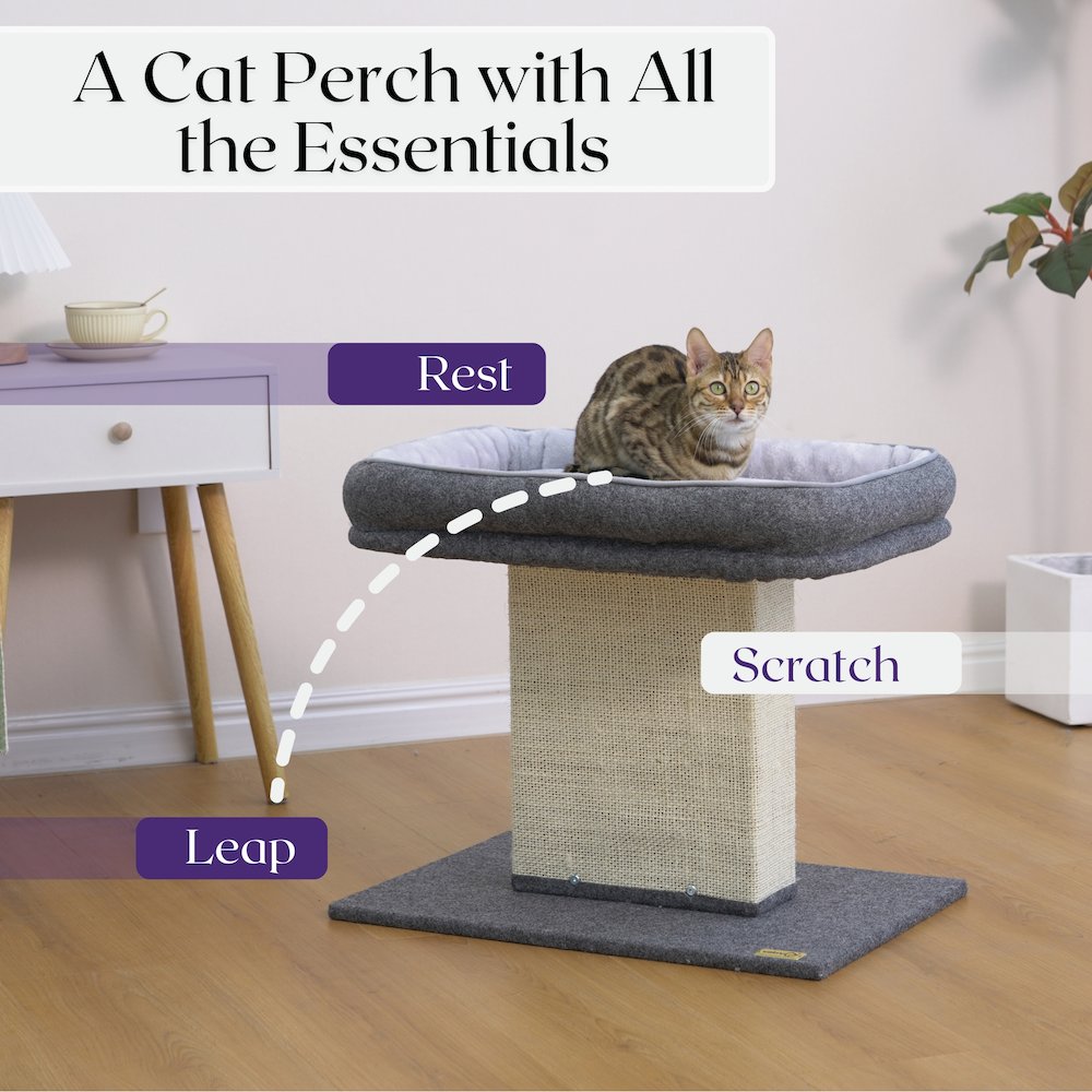 Mellow 2-Level 19" Cat Perch with Replaceable Parts, Washable Bed