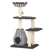 49-in Cat Tree With Recyclable Paper Rope Perch & Condo Lounger, Black & White