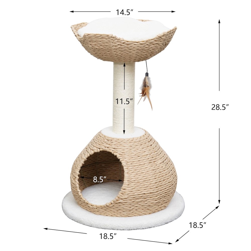 29-in Walk Up Paper Rope Condo & Perch With Sisal Post Cat Tree, Tan & Cream