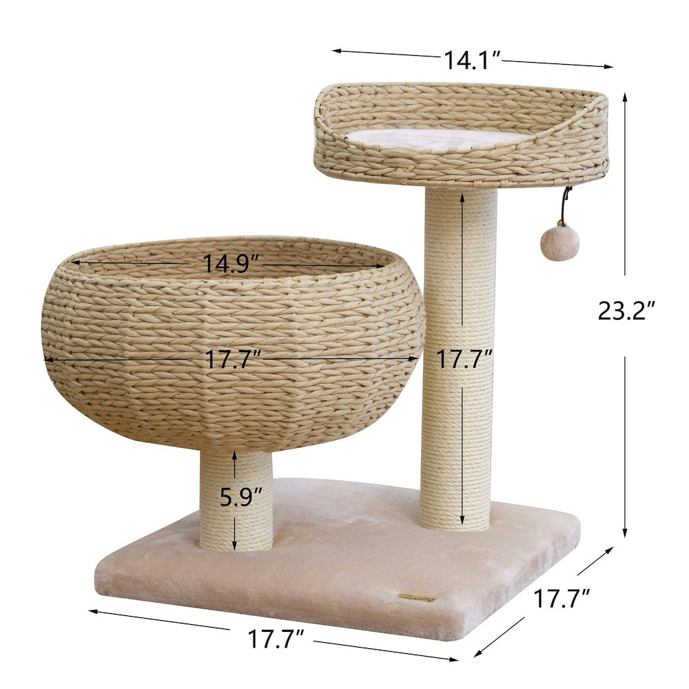 23-in Paper Rope Hand Woven Condo & Perch Cat Tree, Natural