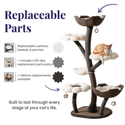 Blossom 6-Level 59" Cat Tree with Replaceable Parts, Washable Beds